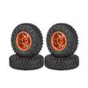 WONFAST 4PCS 1.55 inch Aluminum Alloy Metal Beadlock Wheel Rim Tires and 85mm Rubber Tyre Set for 1/10 RC Crawler Car Parts for Axial 90069 D90 TF2 Tamiya CC01 LC70 LC80 (Orange) view 2