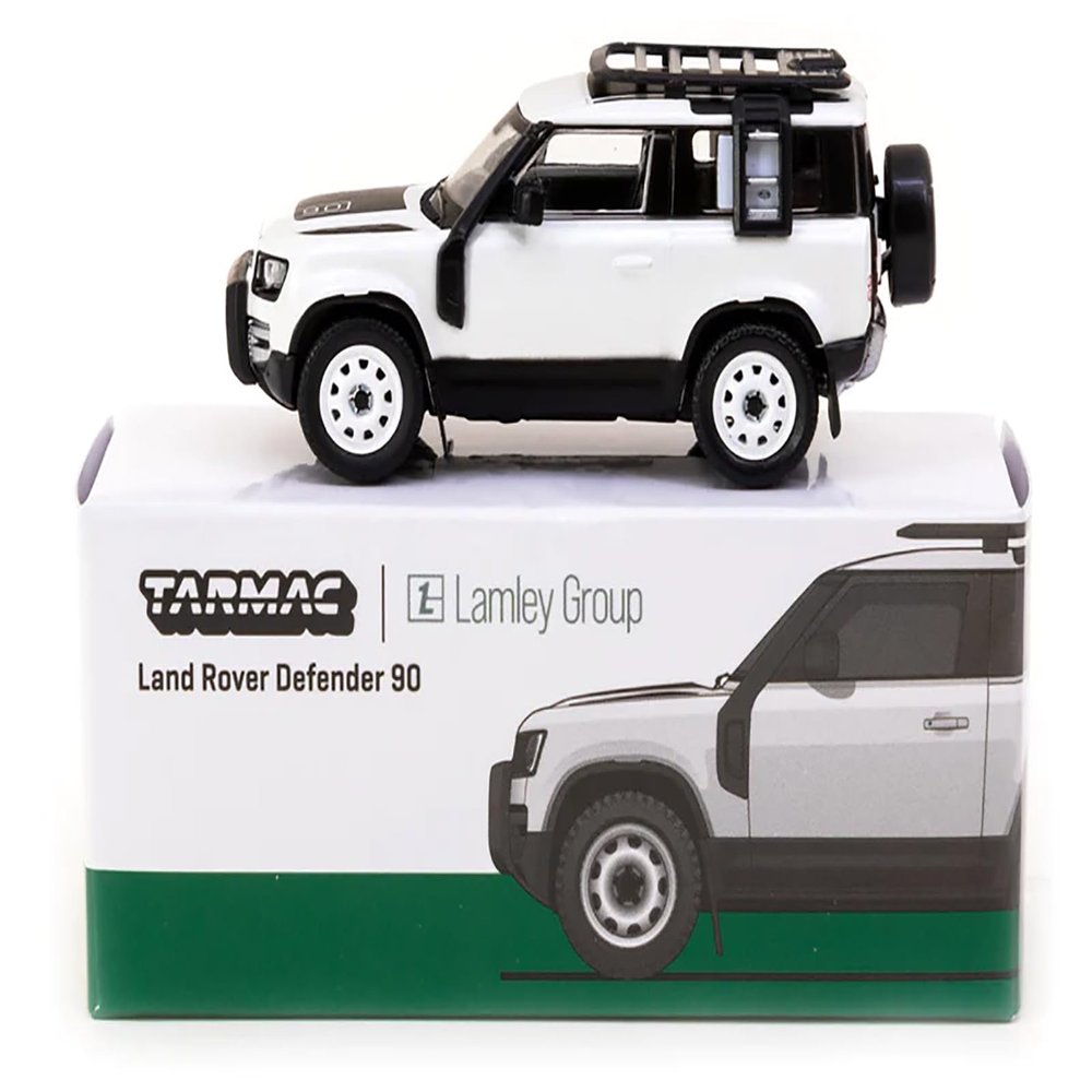 Tarmac Works Defender 90 White Metallic with Roof Rack Lamley Special Edition Global64 Series 1/64 Diecast Model T64G-019-WH