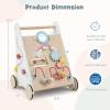 HONEY JOY Baby Push Walker, Wooden Infant Walker Activity Center with Shape Sorter, Develop Motor Skills & Creativity, Push Toys for Babies Learning to Walk, Gift for Boys and Girls (Natural) view 3