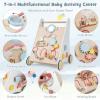 HONEY JOY Baby Push Walker, Wooden Infant Walker Activity Center with Shape Sorter, Develop Motor Skills & Creativity, Push Toys for Babies Learning to Walk, Gift for Boys and Girls (Natural) view 4