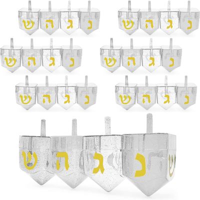 The Dreidel Company Fillable Transparent Clear Dreidel - Can Be Filled with Hanukkah Gelt or Chocolate (Pack of 96)