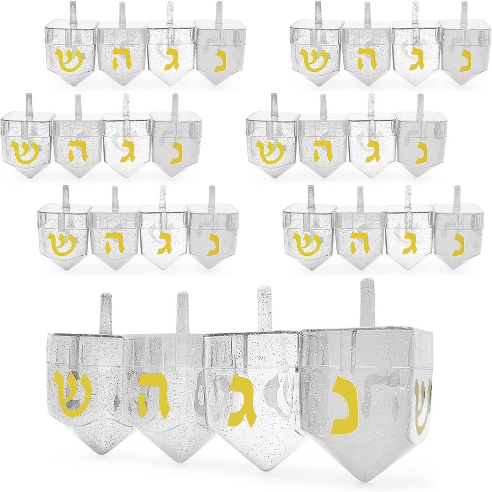 The Dreidel Company Hanukkah Fillable Transparent Clear Can Be Filled with Hanukkah Gelt Or Hanukkah Chocolate (48-Pack)