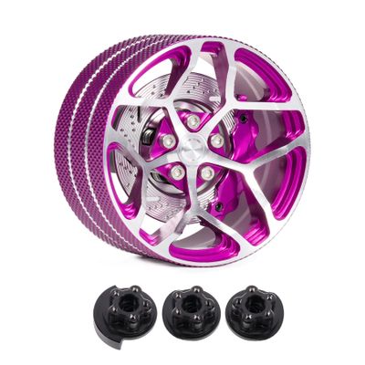 AMK Aluminum RC Hand Wheel, Remote Controller Accessories Steering Wheel with Brake Discs Calipers for RC Crawler Cars Boat Drones Transmitter Upgrades (Purple)