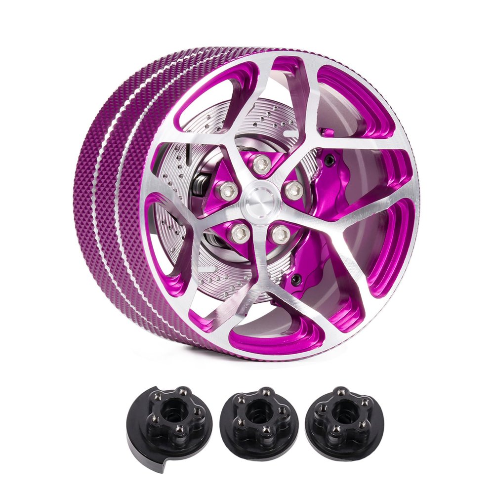 AMK Aluminum RC Hand Wheel, Remote Controller Accessories Steering Wheel with Brake Discs Calipers for RC Crawler Cars Boat Drones Transmitter Upgrades (Purple)