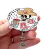 Caffeine and Chaos Skull, Acrylic, Skeleton Badge, Coffee Badge, Retractable Badge Reel With Swivel Clip and Extra-Long 34 inch cord - Badge Holder view 1