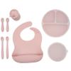 WeeSprout Baby Led Weaning Bundle, Silicone Suction Bowl, Spoons, Bib & Cup, Develops Self Feeding Skills, Dishwasher Safe (Pink) view 1