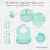 WeeSprout Baby Led Weaning Bundle, Silicone Suction Bowl, Spoons, Bib & Cup, Develops Self Feeding Skills, Dishwasher Safe (Pink) view 2