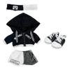niannyyhouse 40cm Plush Doll Clothes Loose Headwear Hoodie Pants Canvas Shoes Doll Accessories Dress Up (Black) view 1