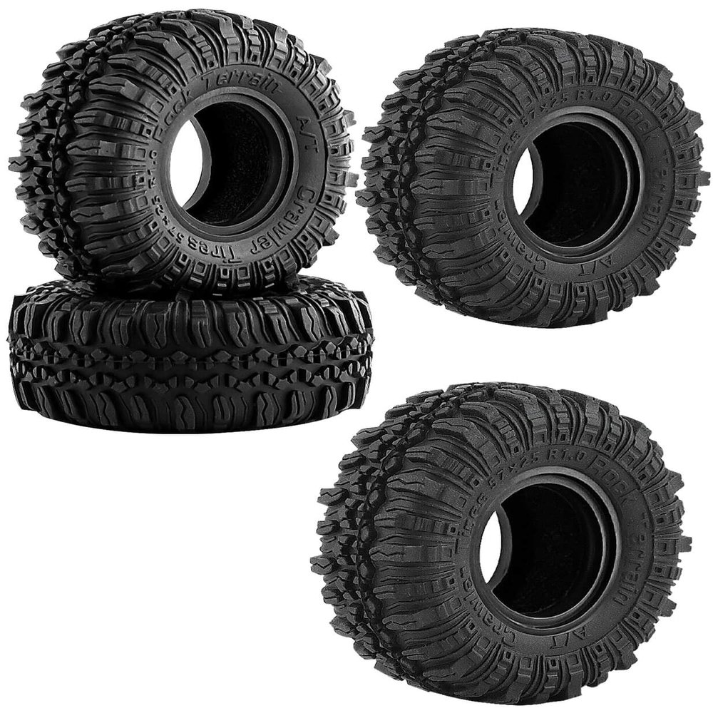 hopsupRC RC 1.0in Rubber Tires for 1/18 1/24 TRX4M,SCX24,FCX24 RC Crawler,RC Wheels Tires,(4PCS Black)