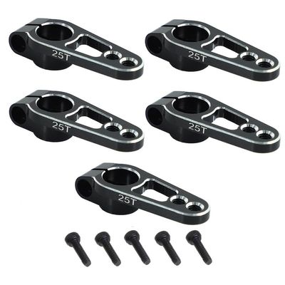 BrewJa 5PCS Aluminum Alloy 31Mm 25T Steering Servo Arm Horn Compatible with Futaba Sakura D4 1/10 RC Drift Car Crawler Parts (Color : Black)