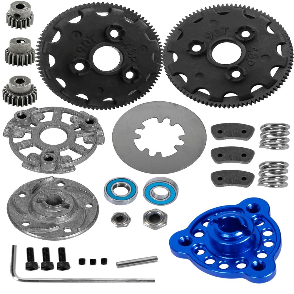 RCarmumb RC 48P 90T Spur Gear w/ 17T 19T 21T & Slipper Clutch Slipper Rebuild Kit Pressure Plate RC Upgrades Part for 1/10 Rustler/Stampede/Bandit 2WD VXL XL-5,Slash 2WD (VXL),Navy Blue