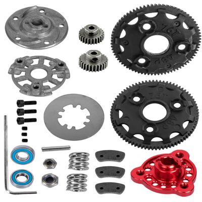 76T 48P Spur Gear with 25T 27T Pinions Gear & Slipper Clutch Upgrades Part for 1/10 Slash Rustler Stampede Bandit 2WD VXL,76T Spur Gear,Red
