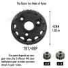 76T 48P Spur Gear with 25T 27T Pinions Gear & Slipper Clutch Upgrades Part for 1/10 Slash Rustler Stampede Bandit 2WD VXL,76T Spur Gear,Red view 4