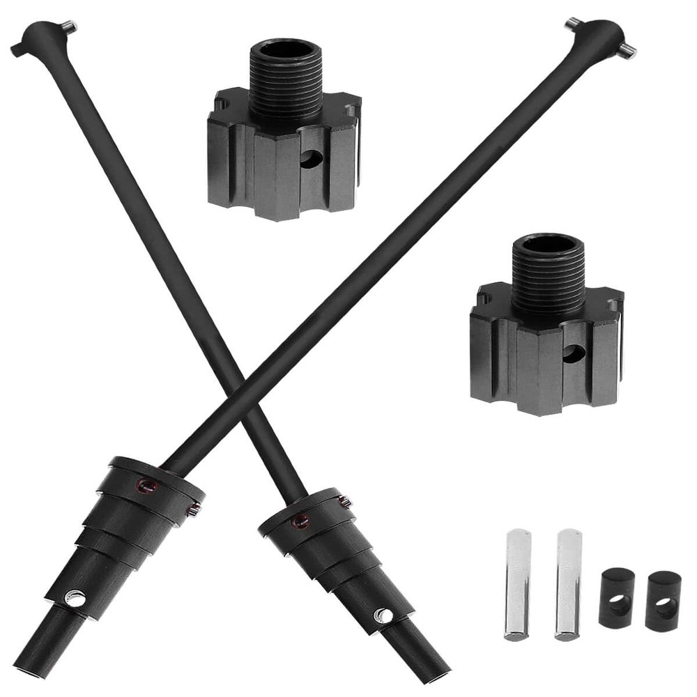 hopsupRC RC 10MM Drive Shaft CVD & Wheel Hex Hubs Upgrades Part for 1/5 X Maxx 8S Monster Truck,45# Steel Driveshaft Front Rear Axles & Aluminum Wheel Nut & Wheel Hex Hops Up,Black