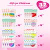 32 Pack Valentine's Day Heart-Shaped Pop Fidget Toys for Kids, Classroom Bulk Gifts with Keychains & Cards, Perfect for School Party & Class Exchanges view 2
