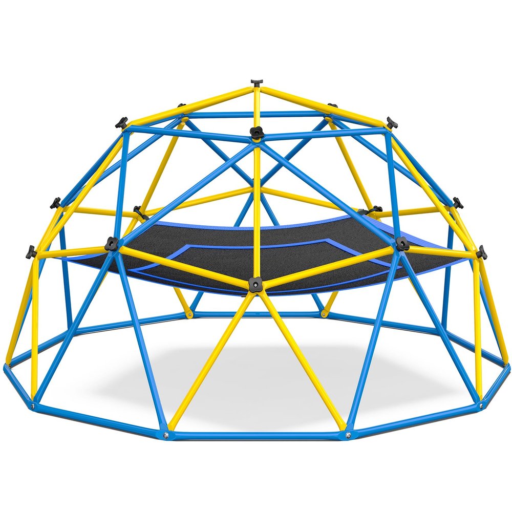 Hapfan 10ft Climbing Dome with Hammock, Jungle Gym for Kids 3-8 Backyard with Heavy Duty Monkey Bars Made of Anti-Rust Steel