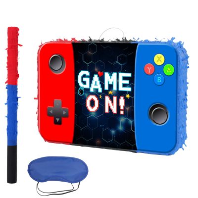 Video Game Pinata - Game Controller Pinata with Blindfold and Bat for Boys Kids Gamer Theme Birthday Party Games Decorations(16.7x12x3)