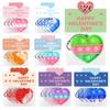32 Pack Prefilled Valentines Day Pop Fidget & Cards Set for Kids Classroom - Mini Heart-Shaped Toys, for School Class Exchange & Party Favors view 1