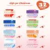32 Pack Prefilled Valentines Day Pop Fidget & Cards Set for Kids Classroom - Mini Heart-Shaped Toys, for School Class Exchange & Party Favors view 2