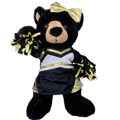 Cheerleader Uniform for Stuffed Animals - Metallic Gold & Black, Fits 14"-18" Plush Toys, Adorable Teddy Bear Outfit, Ideal Plushie Gift, Playtime Fun for Kids