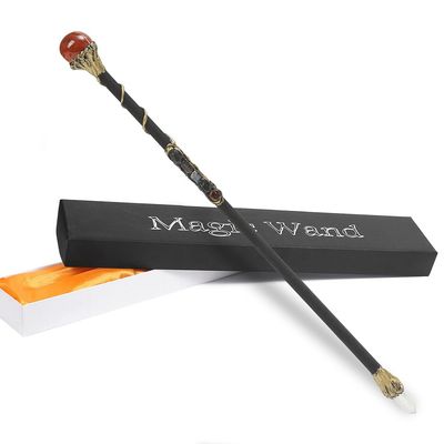 Bubbmi Witch Magic Wand with Crystal, Wooden Wizard Halloween Christmas Cosplay Accessories Sorcerer Collection Witchcraft Props with Gift Box (red 2)
