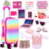 WONDOLL 27 PCS American 18-inch-Doll-Clothes and Accessories-Travel-Suitcase Luggage,Clothes and Shoes, Bag, Sunglasses, Camera, Passport, Notebook, Phone, pad Travel Gear Play Set Fit(No Doll) view 2
