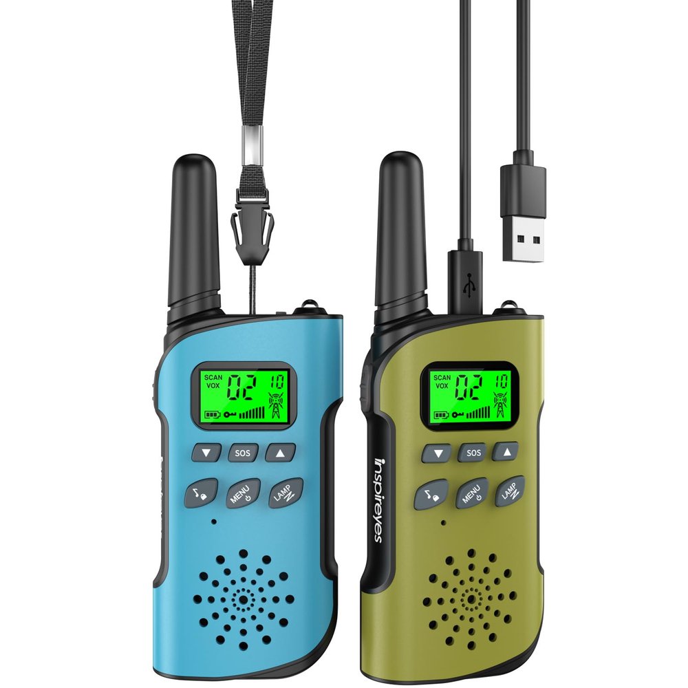 Inspireyes Walkie Talkies for Kids Rechargeable,Toys for Boys and Girls, 2 Pack Long Range 2-Way Radios, Birthday Gifts,Christmas Stockings, Outdoor Play, Family Games, Hiking Camping Gear