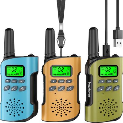 Inspireyes Walkie Talkies for Kids Rechargeable,Toys for Boys and Girls Ages 3-12, 3 Pack Long Range 2-Way Radios, Birthday Gifts,Christmas Stockings, Outdoor Play, Family Games, Hiking Camping Gear