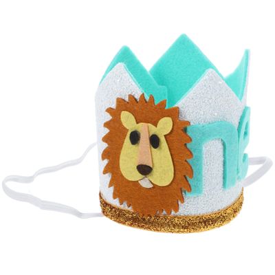 ABOOFAN One Year Old Lion Crown Hat for Birthday Party Decorations Cute Headband Photo Prop Lightweight Boys and Girls Crown Accessory for Boys Birthday Celebrations