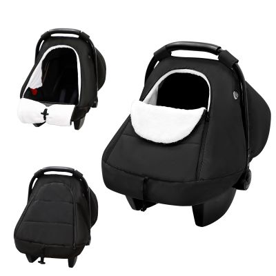 SWESEN Winter Car Seat Covers for Babies, Cozy & Warm Cover, Infant Car Seat Canopy Water Resistant, Universal Cold Weather Shield, Black