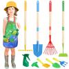 Magic4U Kids Gardening Tools Set, 22 Pcs Metal Garden Tools Toys with Apron, Gloves, Wood Handle Shovel, Rake, Hoe and Leaf Rake, Outdoor Digging Toys Gifts for Kids Age 3+ view 1