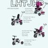 Kids Tricycle,Tricycle Stroller,Kid Stroller,4 in 1 Kids Trike,Folding Kids Tricycle Stroller with Push Handle,Removable Canopy,Rotatable Seat,Rubber Wheels,White+Khaki,EVA Wheel view 4