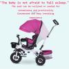Kids Tricycle, 4 in 1 Kids Trike, Folding Tricycle Stroller with Push Handle, Removable Canopy, Rotatable Seat, Rubber Wheels, White+Khaki view 3