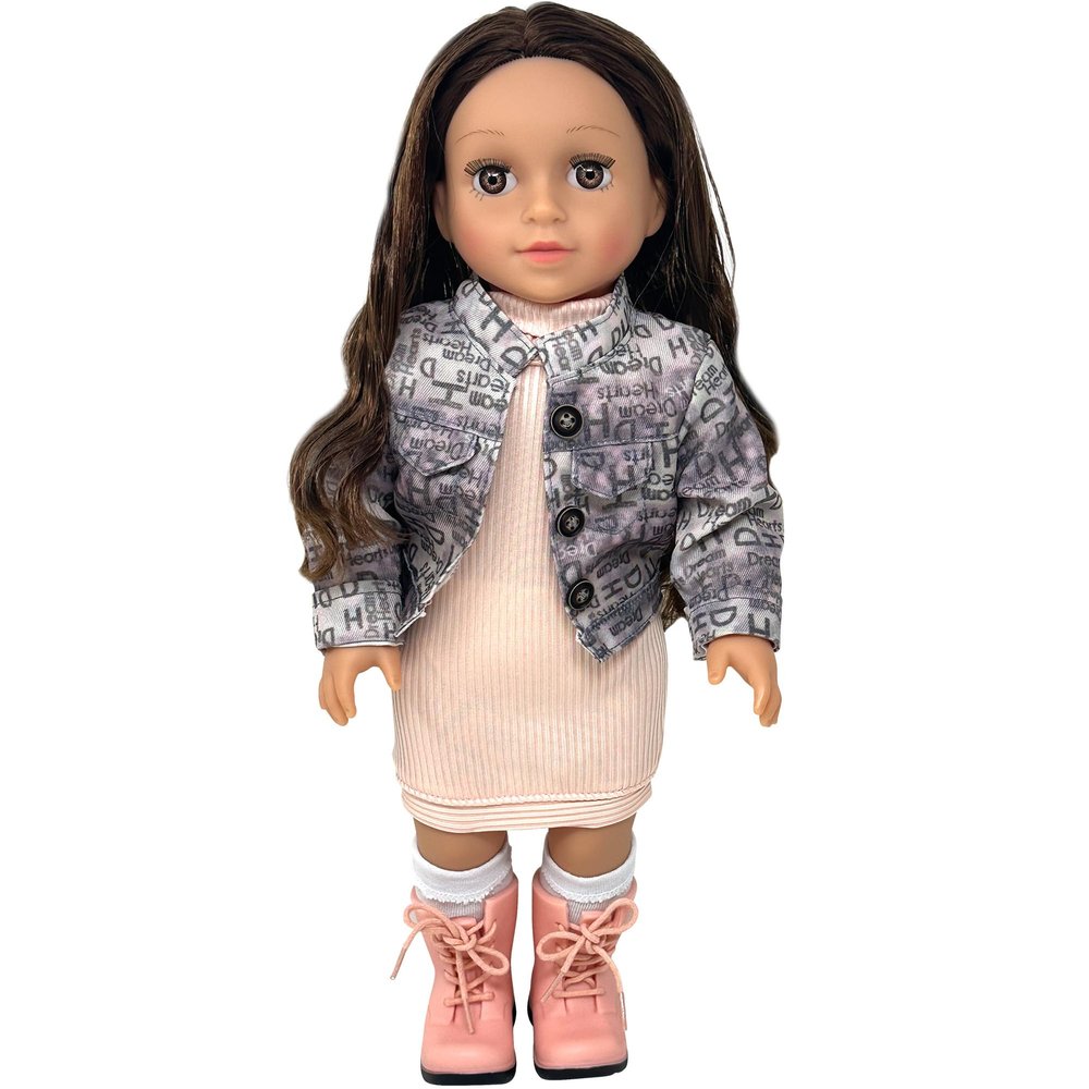 18 Inch Dolls with Soft Hair  Soft Body 18 inch Doll, Poseable Vinyl Arms & Legs, Dress Outfit  Cute 18" Doll Set for Girls