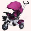 Kids Tricycle,Tricycle Stroller,Kid Stroller,4 in 1 Kids Trike,Folding Kids Tricycle Stroller with Push Handle,Removable Canopy,Rotatable Seat,Rubber Wheels,White+Purple,EVA Wheel view 1