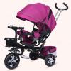 Kids Tricycle,Tricycle Stroller,Kid Stroller,4 in 1 Kids Trike,Folding Kids Tricycle Stroller with Push Handle,Removable Canopy,Rotatable Seat,Rubber Wheels,Black+Purple,EVA Wheel view 1
