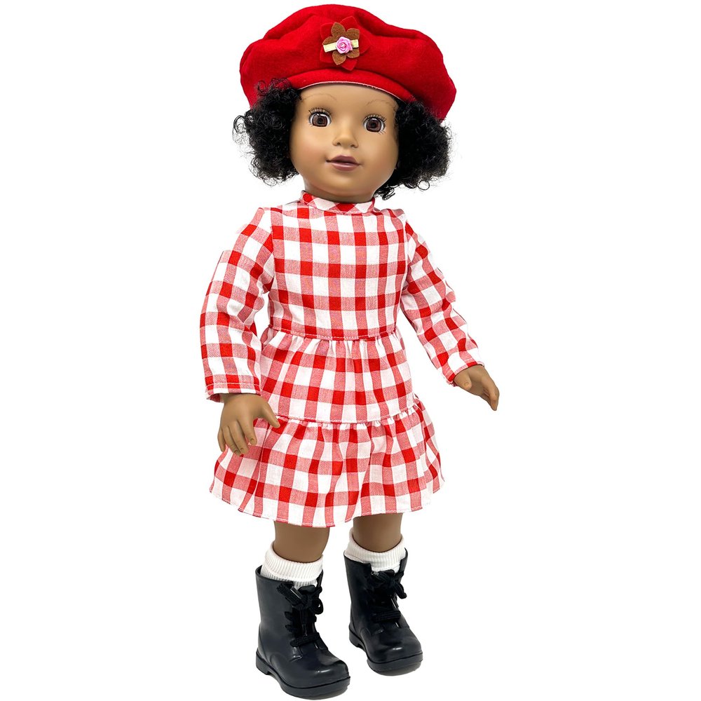 18 Inch Dolls with Soft Hair and Accessories Soft Body 18 inch Doll with Sleeping Eyes, Poseable Vinyl Arms & Legs, Dress Outfit Cute 18" Doll Set for Girls