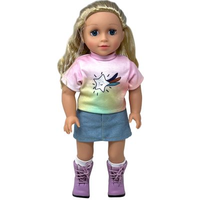 18 Inch Dolls with Soft Hair and Accessories  Soft Body 18 inch Doll with Poseable Vinyl Arms & Legs, Dress Outfit  Cute 18" Doll Set for Girls