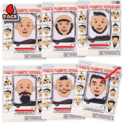 ArtCreativity Magnetic Face Doodle Board - 6 Pack - Magnetic Drawing Board for Kids - Create Different Hair and Beard Styles - Magnetic Travel Games - Retro Toys from The 90s - Easter Basket Stuffers