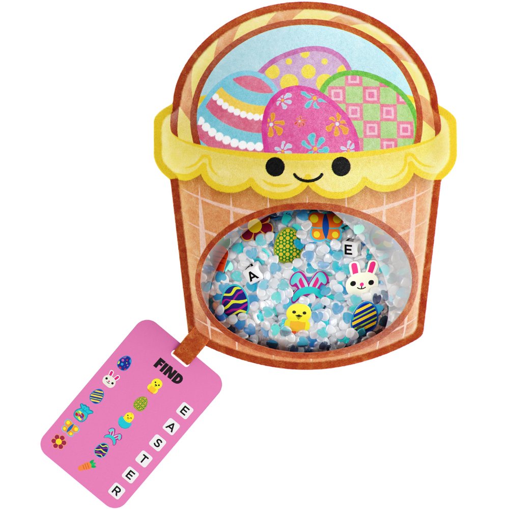 Vango BIZYBOO Easter Egg Busy Bag Scavenger Hunt - Hidden Object Search Sensory Matching Game for Kids 2 and Up (Easter Egg Basket)