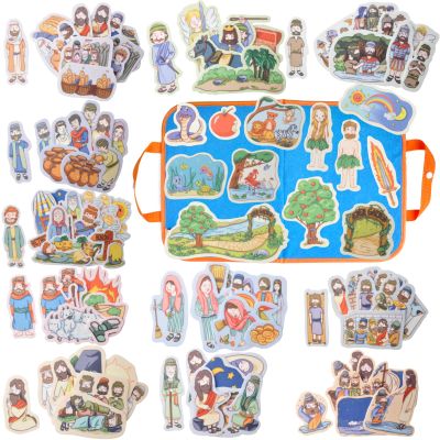 CHEFAN 12 Pack Felt Board Bible Stories PiecesFlannel Board Stories for Preschool Activities Included a Felt Bag
