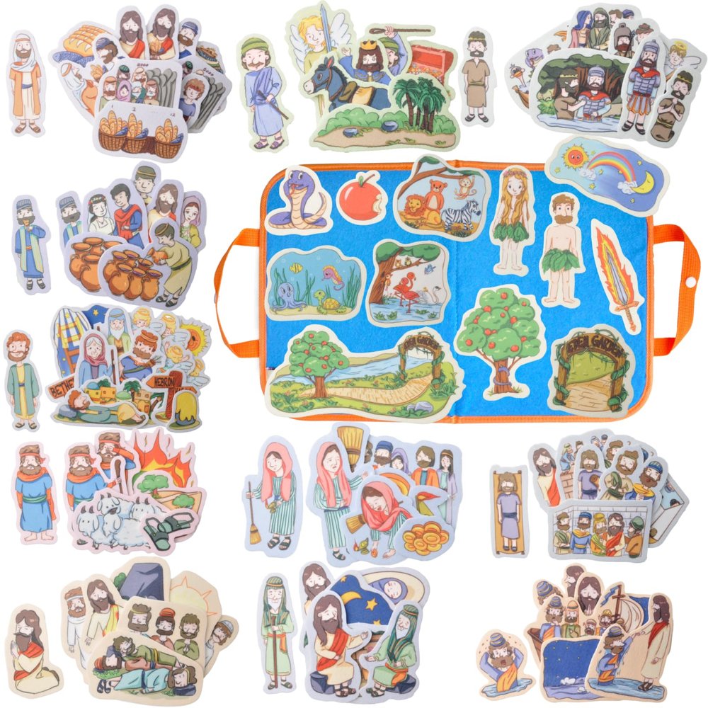 CHEFAN 12 Pack Felt Board Bible Stories PiecesFlannel Board Stories for Preschool Activities Included a Felt Bag