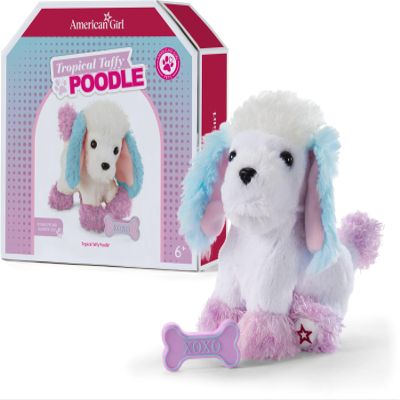 American Girl Truly Me Tropical Taffy Poodle Pet with Pink Bow and Dog Bone Toy, for Ages 6+