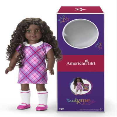 American Girl Truly Me 18-inch Doll #127 w/Hazel Eyes, Curly Dk-Brown Hair, Very Deep Skin & Neutral Undertones, for Ages 6+