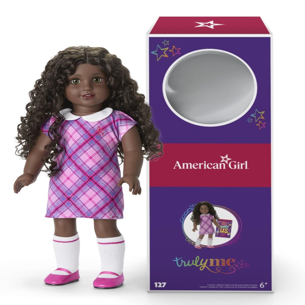 American Girl Truly Me 18-inch Doll #127 w/Hazel Eyes, Curly Dk-Brown Hair, Very Deep Skin & Neutral Undertones, for Ages 6+