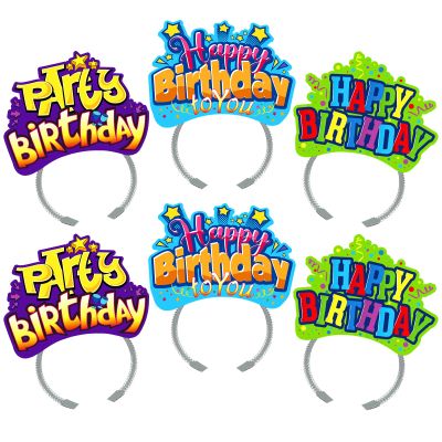 KKBES 24 Pack Birthday Hats, Happy Birthday Headbands for Party Supplies, 3 Patterns