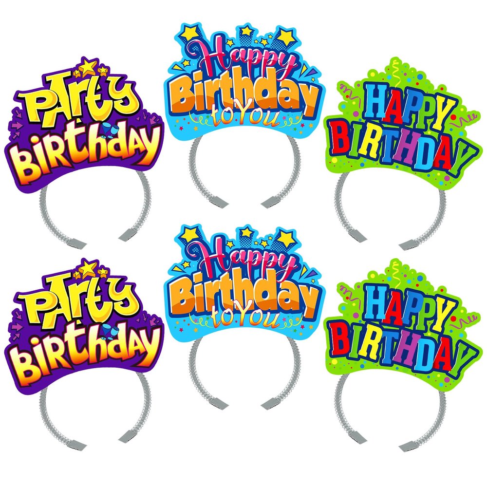 KKBES 24 Pack Birthday Hats, Happy Birthday Headbands for Party Supplies, 3 Patterns