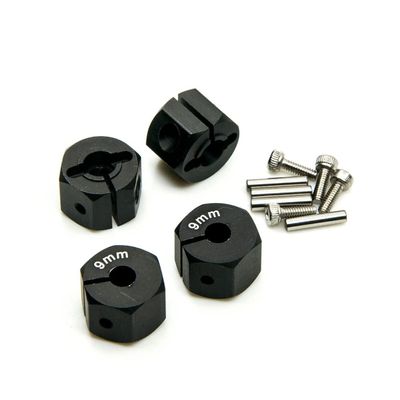 for 1:10 RC Crawler Car Truck Parts 8/9/10/11/12mm Thickness Universal 12mm Aluminum Alloy Wheel Hub Hex Drive Adaptors Modification Accessories (Color : Black 9mm)