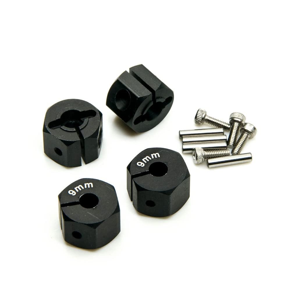 for 1:10 RC Crawler Car Truck Parts 8/9/10/11/12mm Thickness Universal 12mm Aluminum Alloy Wheel Hub Hex Drive Adaptors Modification Accessories (Color : Black 9mm)