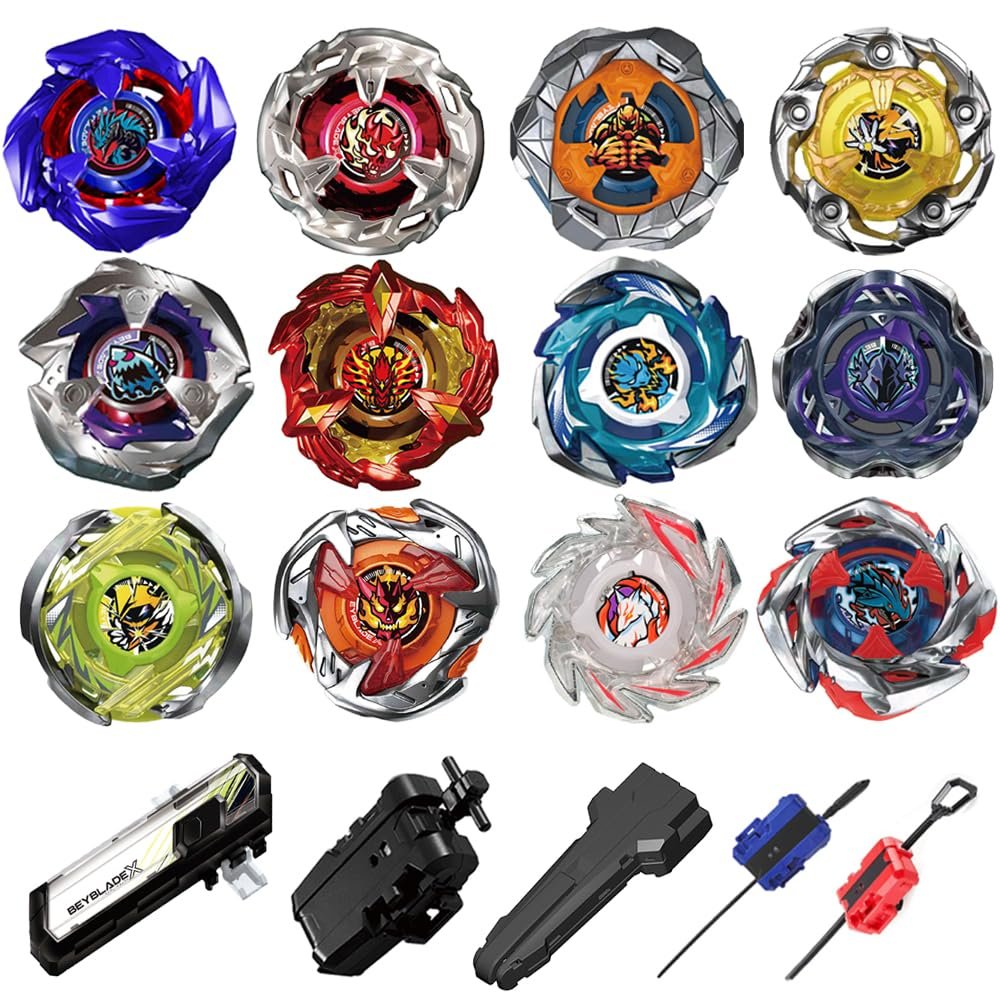 Cxdhzlx X Battling Spinning Tops, 12 Battle Gyro Top Set, Burst Battling Stadium, Two Way Launchers Grip Starter, Great Gifts for Children Age 8 10 12